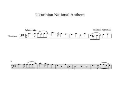 Ukrainian National Anthem - Mykhailo Verbytsky (Bassoon) (arr. Digital Book Music)