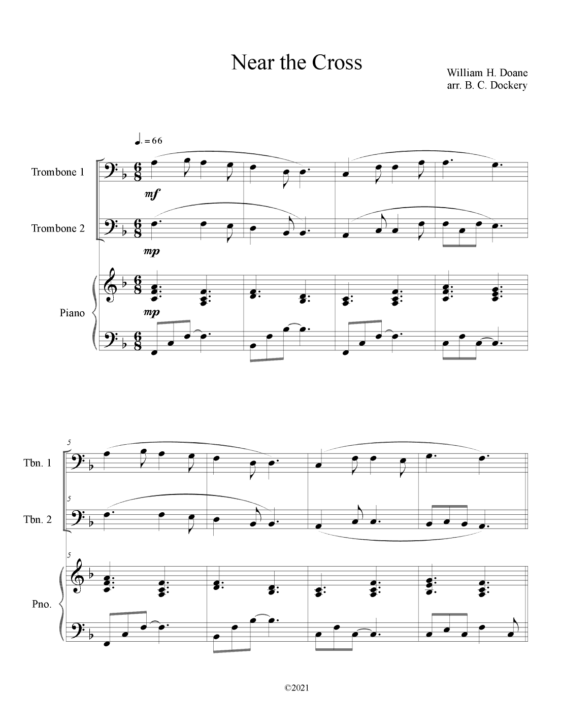 Near the Cross (Trombone Duet with Piano Accompaniment) (arr. B. C. Dockery)