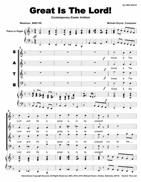 Great Is The Lord (Contemporary Anthem for Easter)