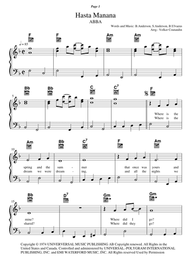 Hasta Manana (arr. Volker Coutandin)