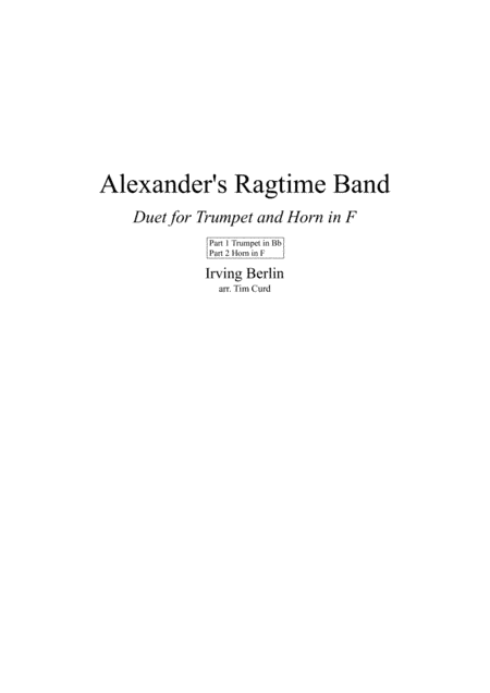 Alexander's Ragtime Band (arr. Tim Curd)