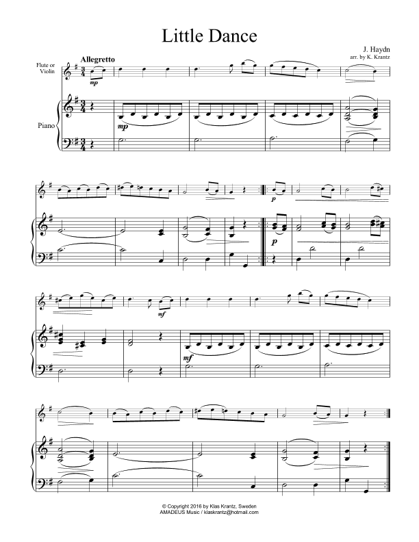 Little Dance for flute or violin and easy piano (arr. K. Krantz)