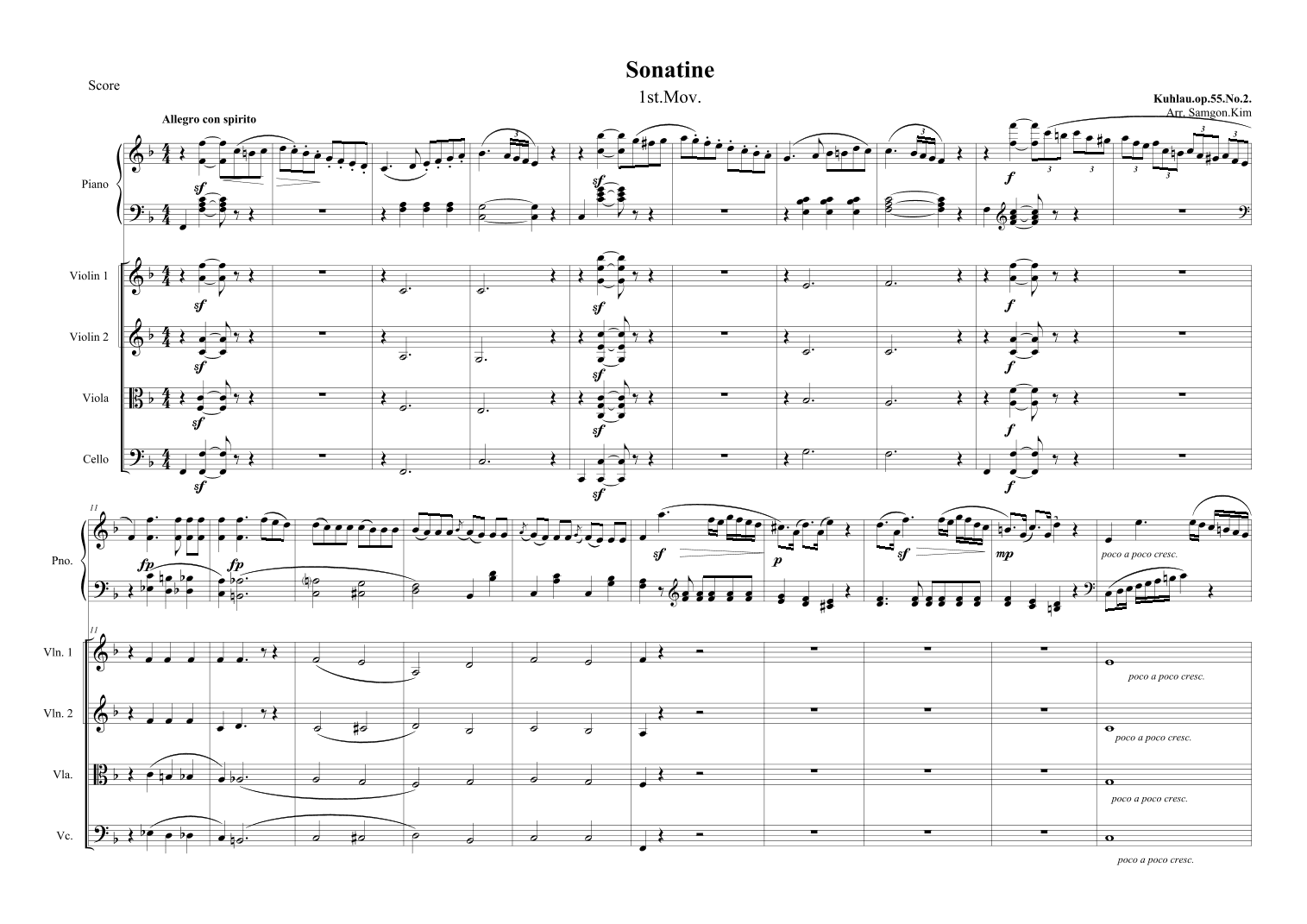 Sonatine-Kuhlau.Op.20.No.3.-Piano Concerto (arr. Samgon-Kim)