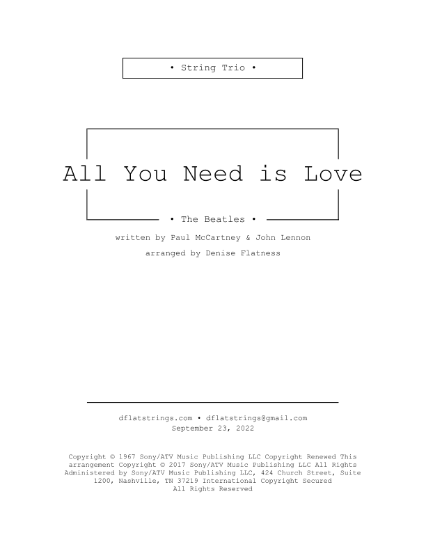All You Need Is Love (arr. Denise Flatness)