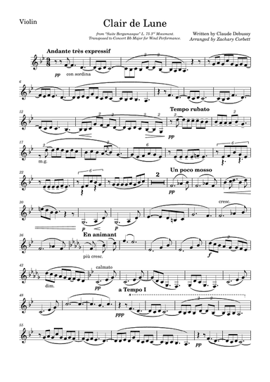 Clair de Lune (arr. Zachary Corbett)