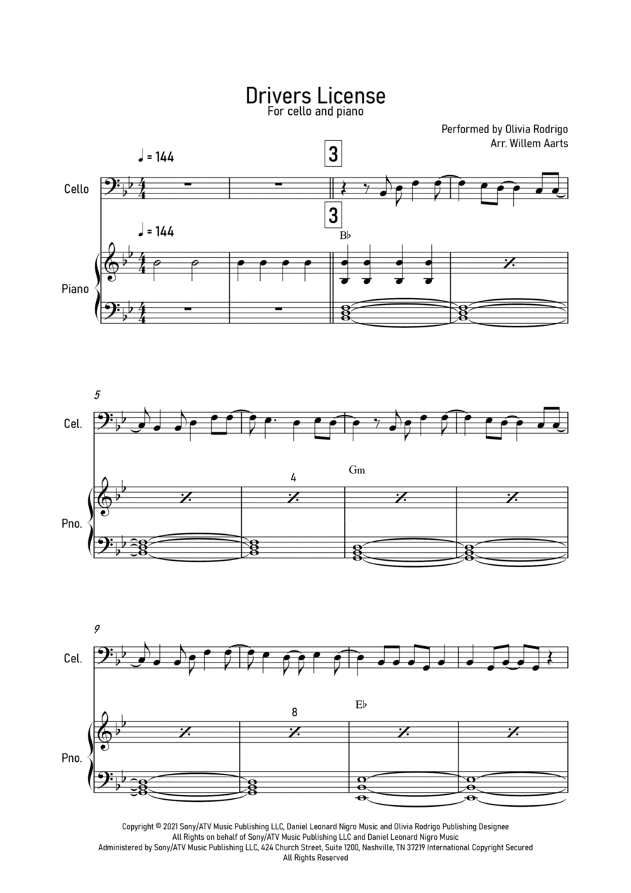 Drivers License (arr. Willem Aarts)