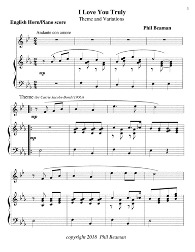 I Love You Truly-English horn/piano