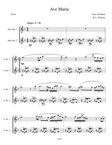 Ave Maria (Alto Sax Duet) (arr. B. C. Dockery)