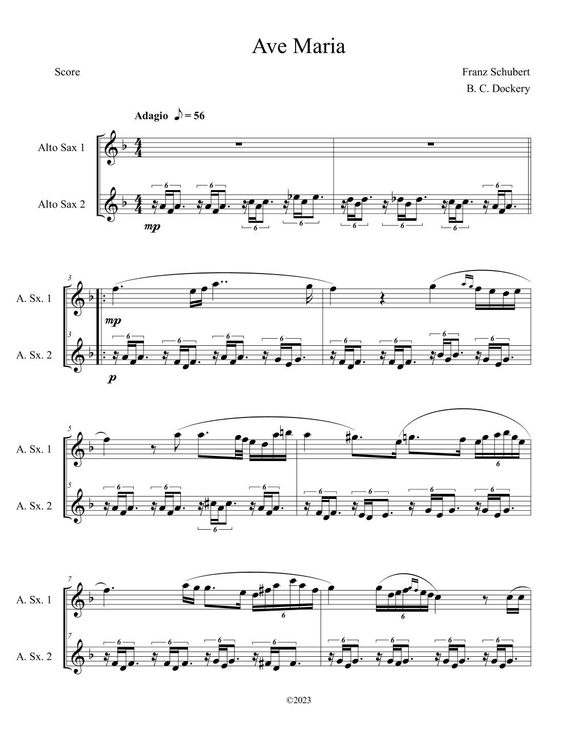 Ave Maria (Alto Sax Duet) (arr. B. C. Dockery)