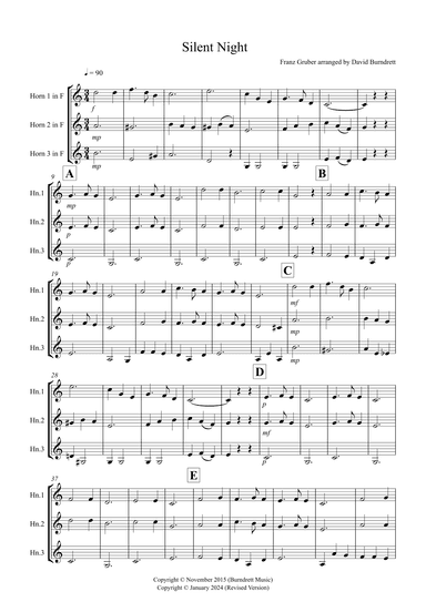 Silent Night for Horn Trio (arr. David Burndrett)