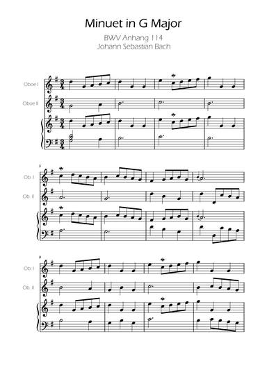 Minuet in G major BWV Anh. 114 - Bach - Oboe Duet w/ Piano (arr. Ygor Nunes)