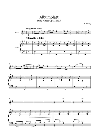 Lyric Pieces Op.12 No.7 (arr. André Nusa)
