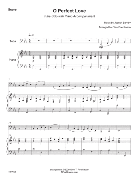 O PERFECT LOVE - TUBA SOLO with Piano Accompaniment (arr. Glen Poehlmann)