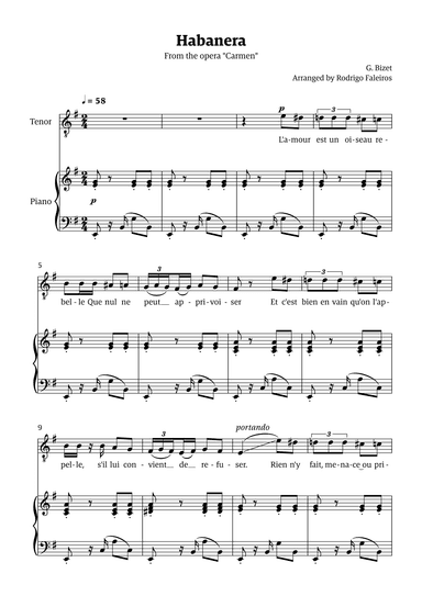 Habanera (for tenor - E minor/major) (arr. Rodrigo Faleiros)