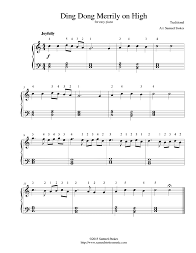 Ding Dong Merrily on High - for easy piano (arr. Samuel Stokes)