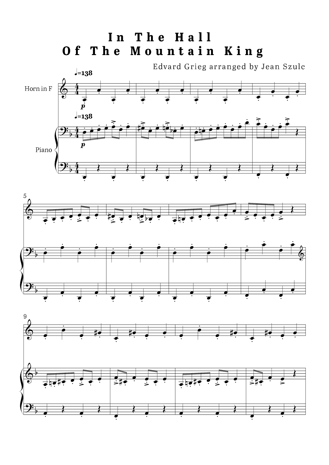 In The Hall of The Mountain King - Horn in F and Piano (arr. Jean Szulc)