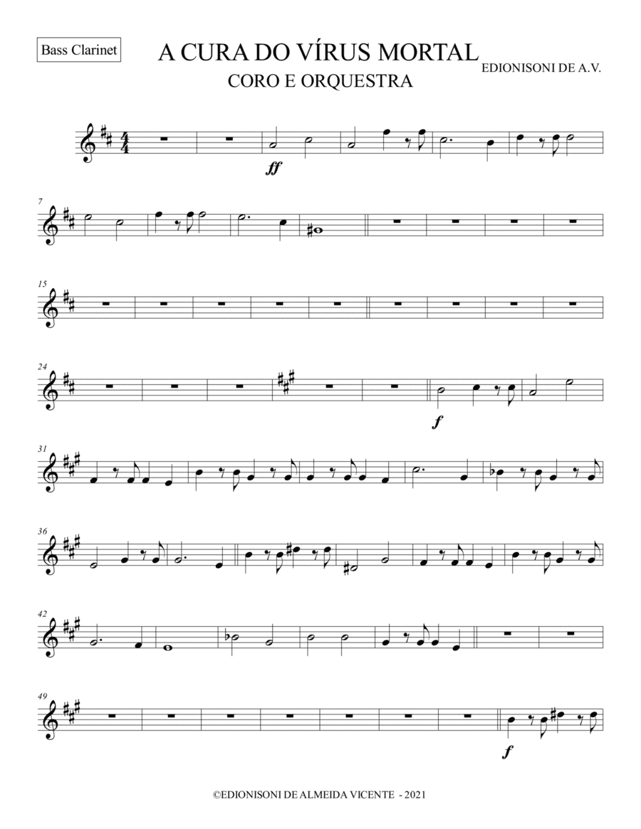 BASS CLARINETE- A CURA DO VÌRUS MORTAL PARA CORO E ORQUESTRA