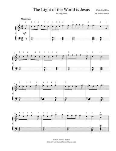 The Light of the World is Jesus - for easy piano (arr. Samuel Stokes)
