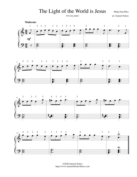 The Light of the World is Jesus - for easy piano (arr. Samuel Stokes)