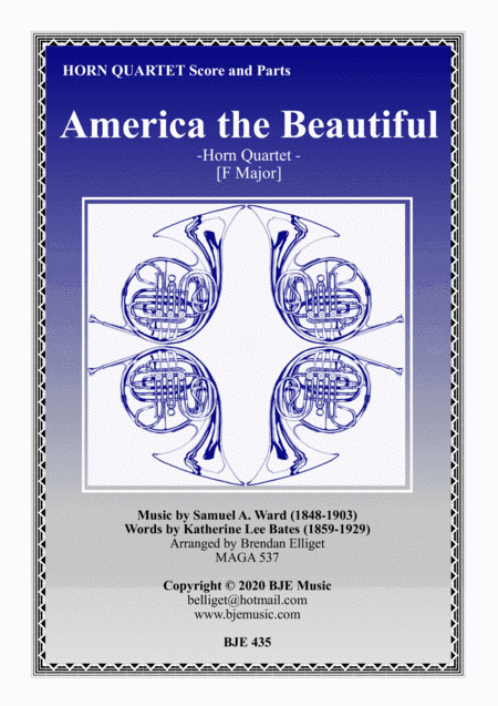 America the Beautiful - Horn Quartet Score and Parts PDF (arr. Brendan Elliget MAGA 537)