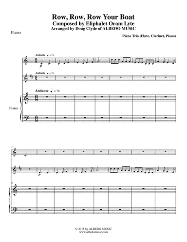 Row, Row, Row Your Boat for Flute, Clarinet & Piano (arr. Doug Clyde)