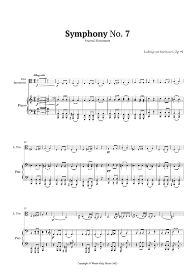 Symphony No. 7 by Beethoven for Alto Trombone and Piano (arr. Ander)