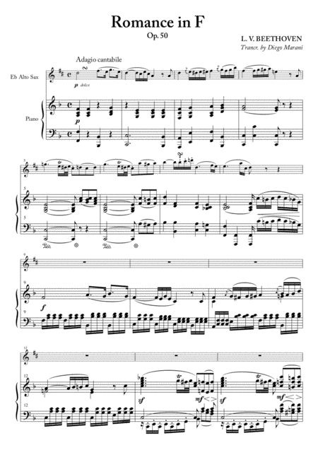 Romance in F for Alto Saxophone and Piano (arr. Diego Marani)