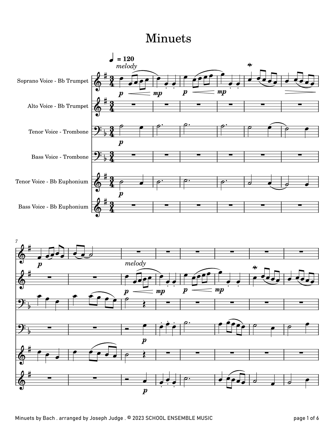 Minuets by Bach for Brass Quartet in Schools (arr. Joseph Judge)