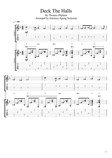 Deck The Halls (Fingerstyle Guitar Duet) (arr. Antonius Agung Setiawan)