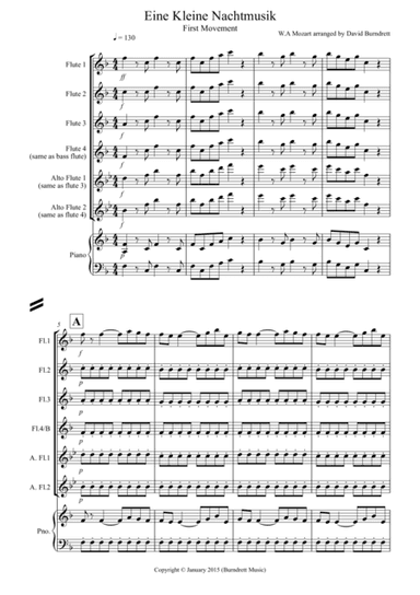Eine Kleine Nachtmusik (1st movement) for Flute Quartet (arr. David Burndrett)