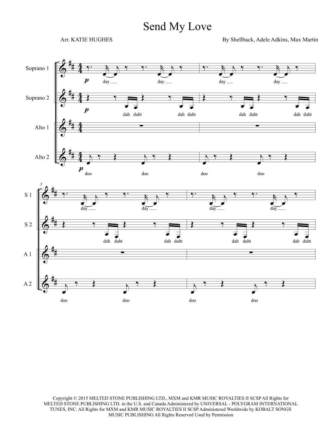 Send My Love (to Your New Lover) (arr. Katie Hughes)