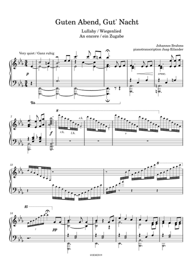 Guten Abend, Gut' Nacht (Wiegenlied) (arr. Jaap Eilander)
