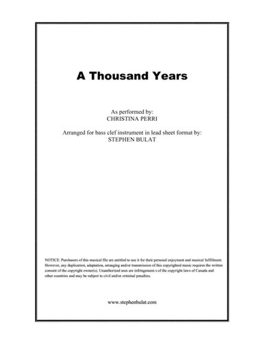 A Thousand Years (arr. Stephen Bulat)