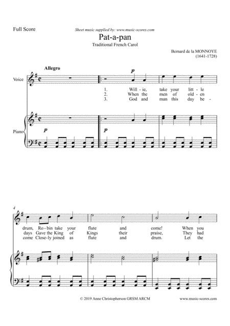 Pat-a-Pan - English words (arr. Anne L Christopherson GRSM ARCM)