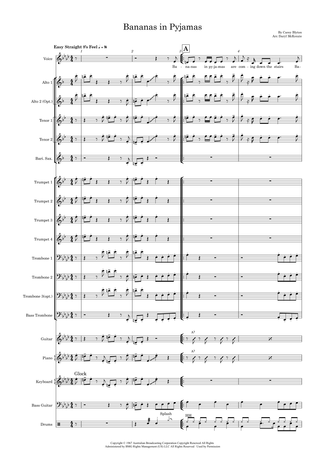 Bananas In Pyjamas (arr. Daryl McKenzie)