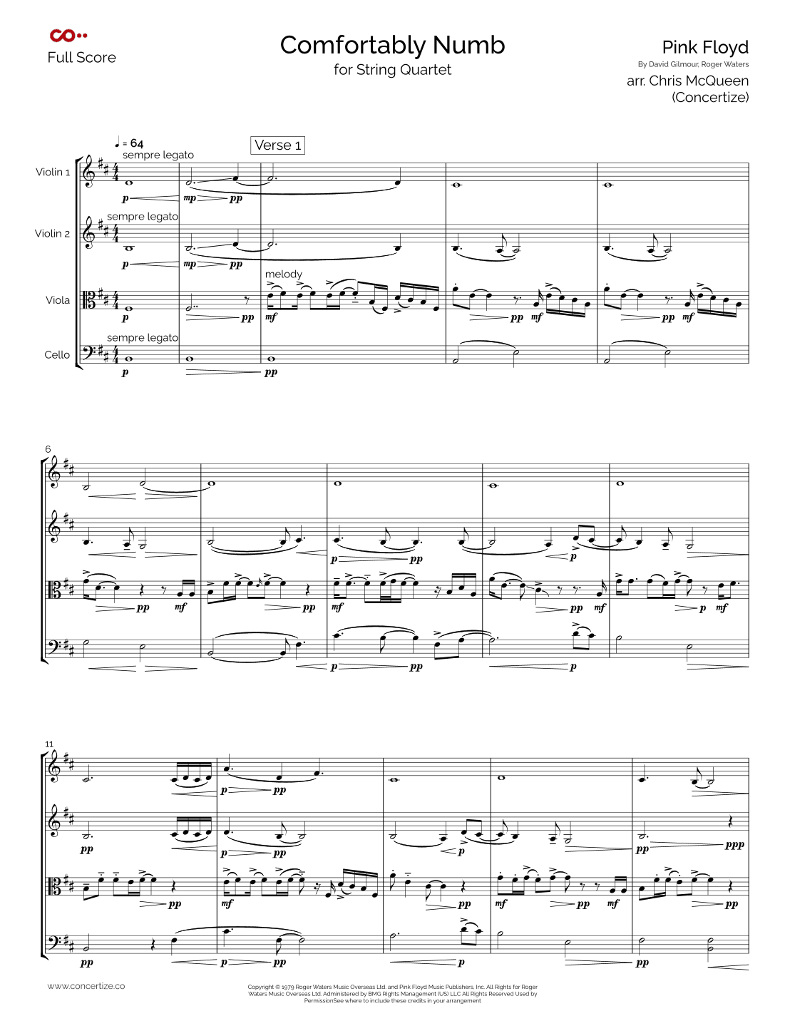 Comfortably Numb (arr. Concertize)
