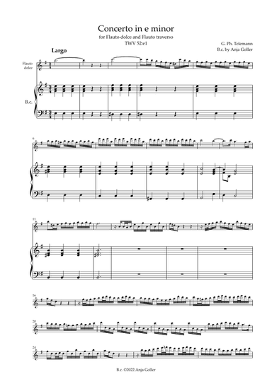 G.Ph. Telemann - Double Concerto e minor TWV52:e1 - Basso continuo (arr. Anja Goller)