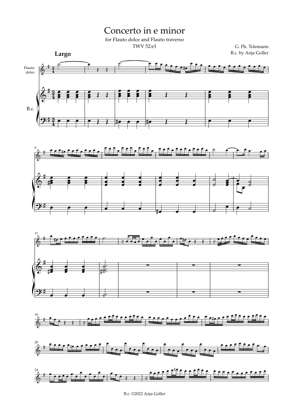 G.Ph. Telemann - Double Concerto e minor TWV52:e1 - Basso continuo (arr. Anja Goller)