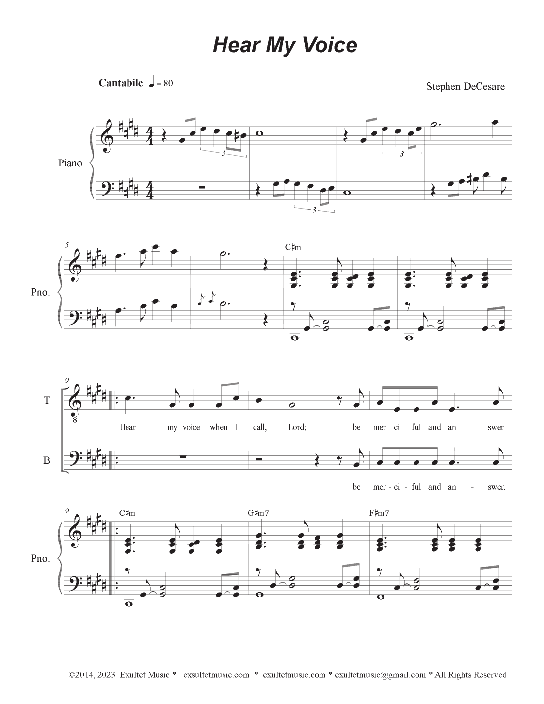 Hear My Voice (2-part choir - (TB)