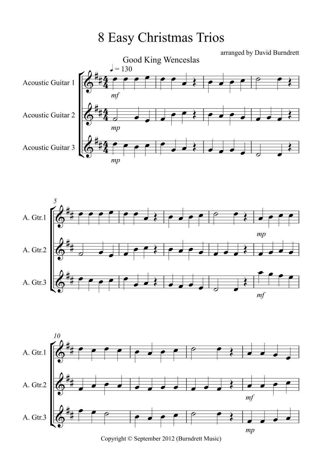 8 Easy Christmas Trios for Guitar (arr. David Burndrett)