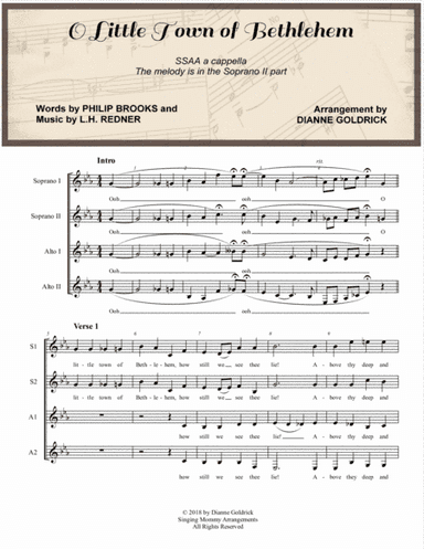O Little Town of Bethlehem, SSAA a cappella (arr. Dianne Goldrick)