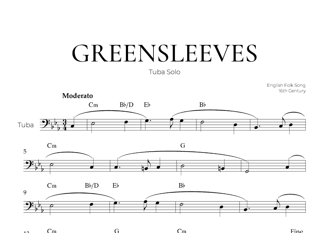 Greensleeves (Tuba Solo) - English Folk Song (arr. Pedro Merendi)