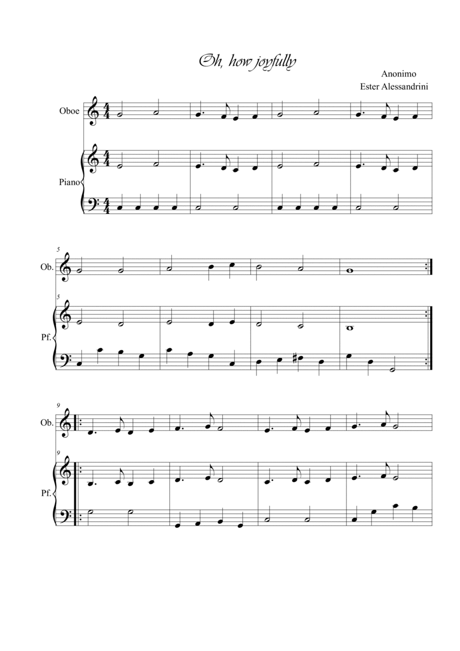Oh, how joyfully. Oboe and piano (arr. Ester Alessandrini)
