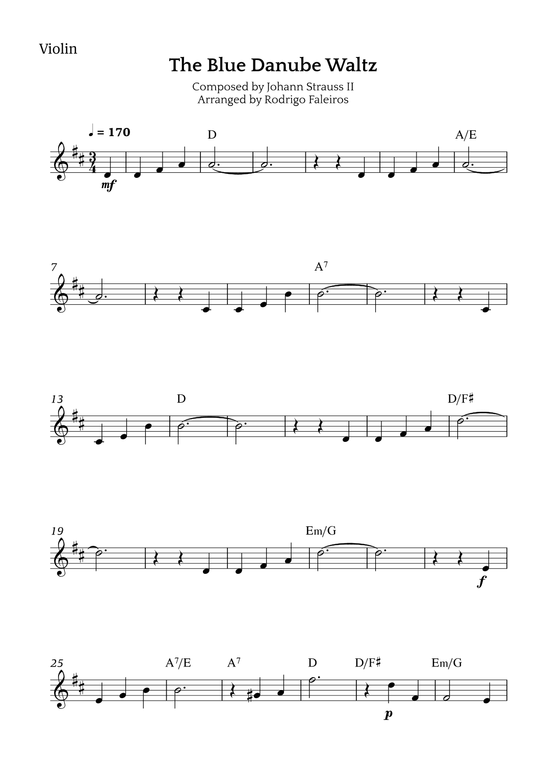 The Blue Danube Waltz (arr. Rodrigo Faleiros)