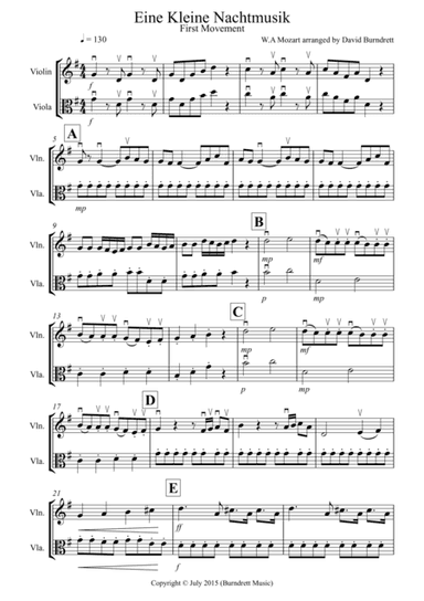 Eine Kleine Nachtmusik (1st movement) for Violin and Viola Duet (arr. David Burndrett)