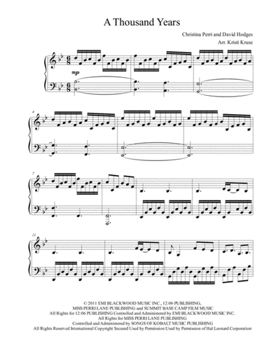 A Thousand Years (arr. Kristi Kruse)