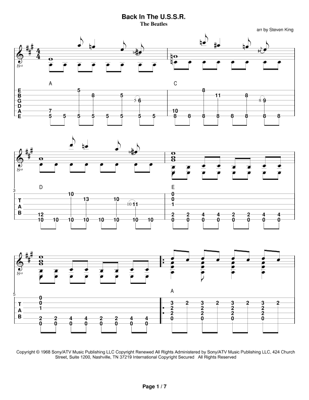 Back In The U.s.s.r. (arr. Steven King)