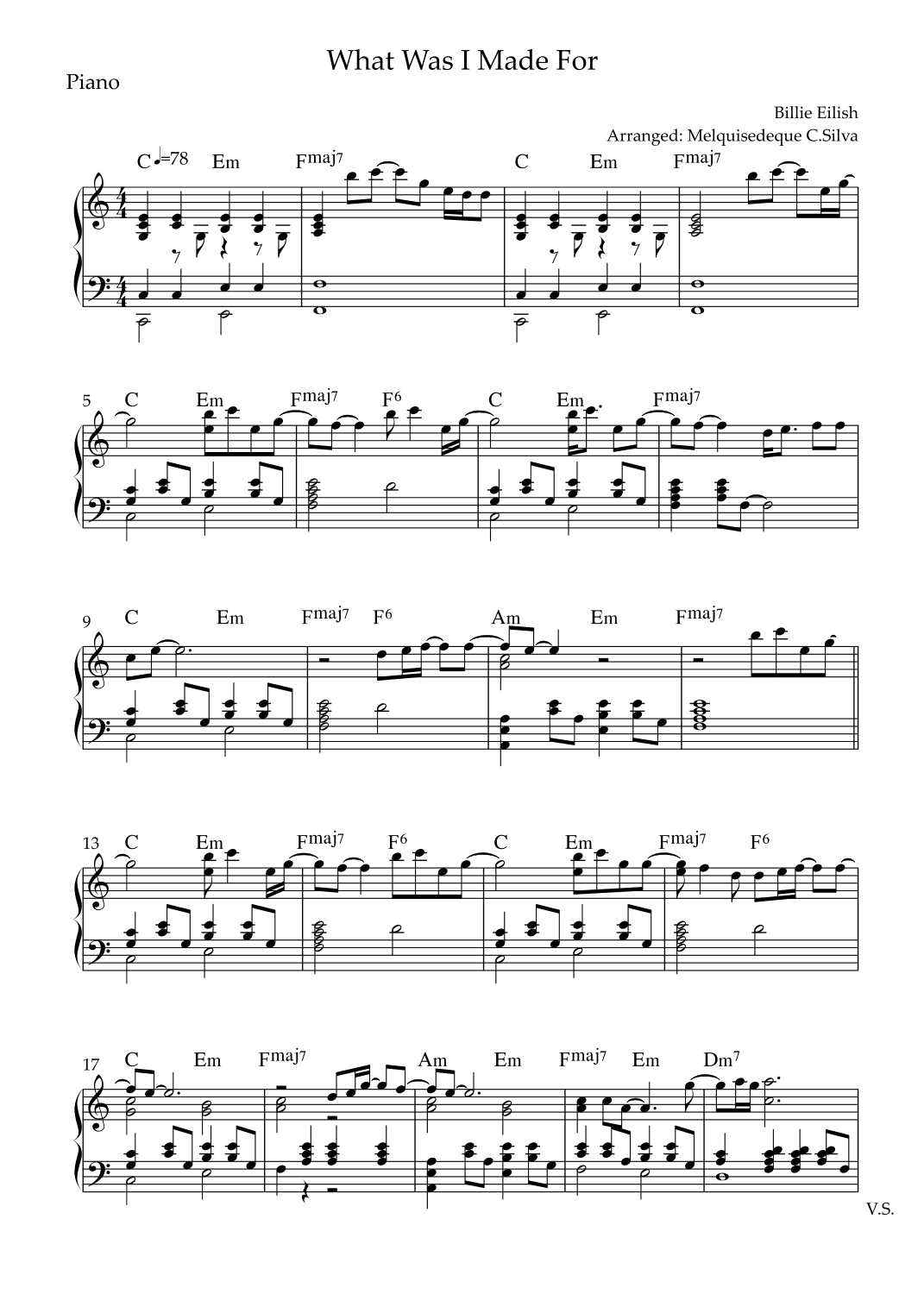 What Was I Made For? (arr. Melquisedeque C.Silva)