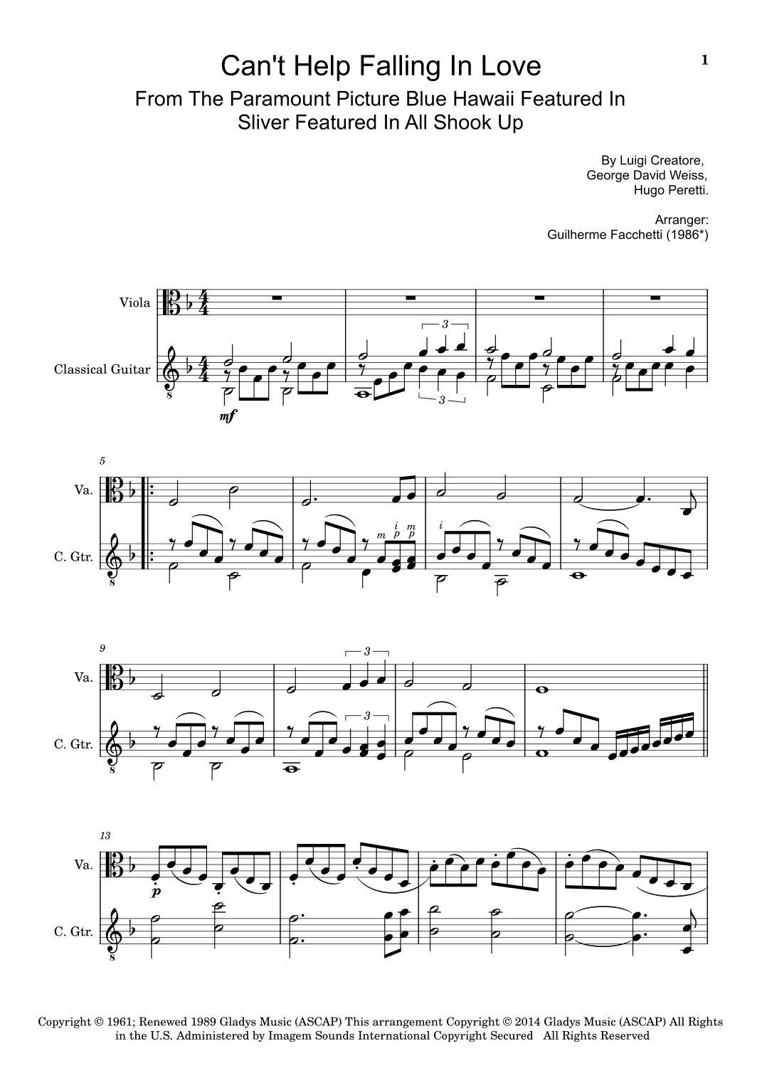Can't Help Falling In Love (arr. Guilherme Facchetti)