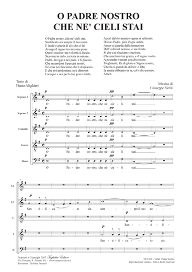 O PADRE NOSTRO - G. Verdi - Fo SSATB Choir (arr. Renato Tagliabue)